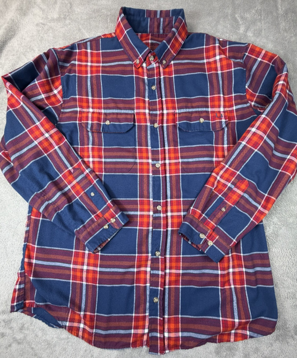 HUK Performance Fishing Shirt Men Long Sl Plaid Size XL Camping Hiking